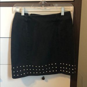 Black Denim Studded Skirt